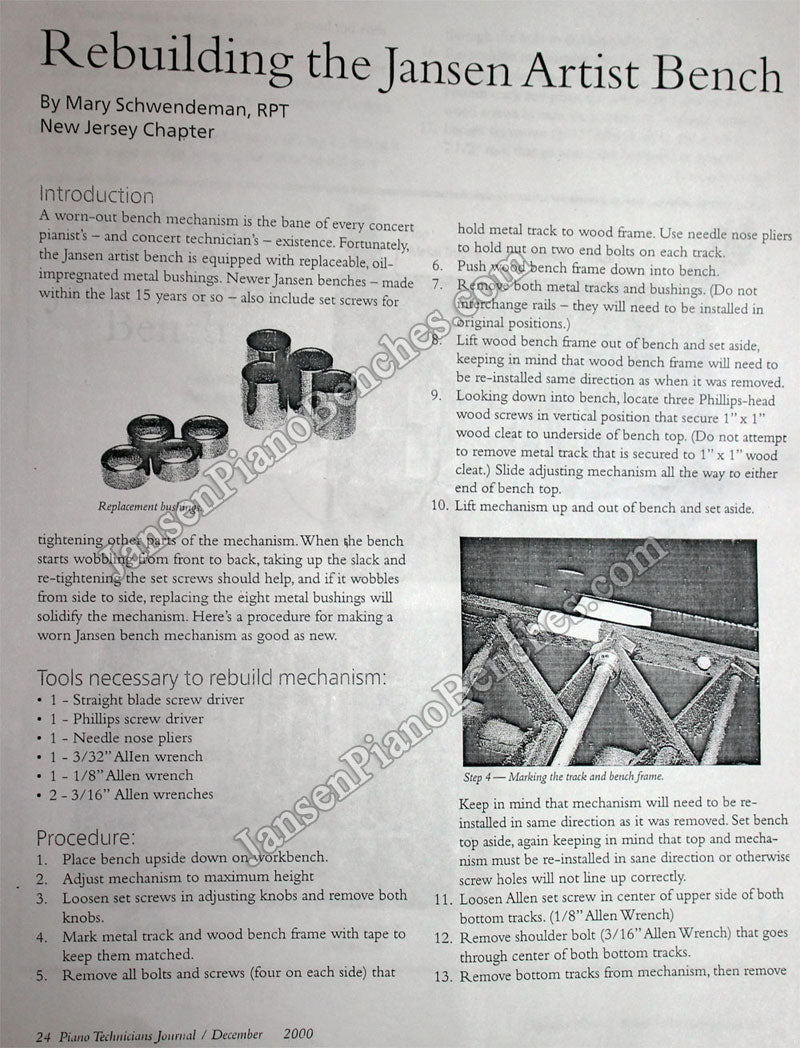 jansen piano bench parts