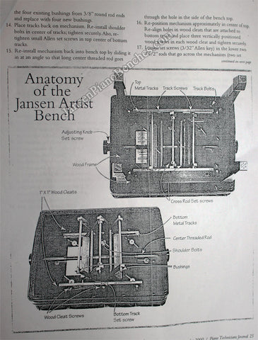 jansen artist bench repair instructions