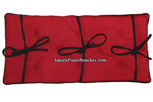 cranberry red and black piano bench cushion