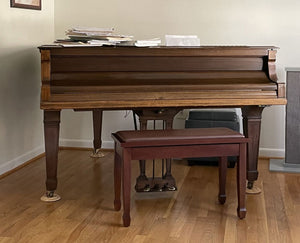Yamaha Upholstered Piano Bench Satin Walnut with Spade Legs
