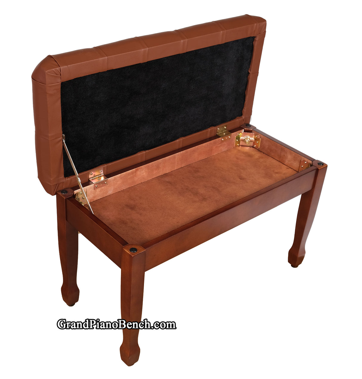 Walnut Piano Bench Diamond Tufted with Storage Open Box