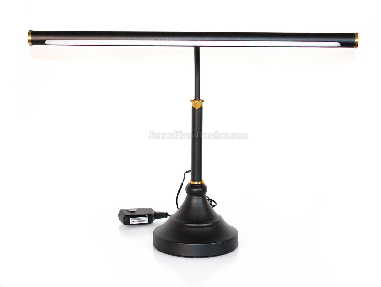 LED Piano Lamp Black with Brass Accents - 19.5" Shade