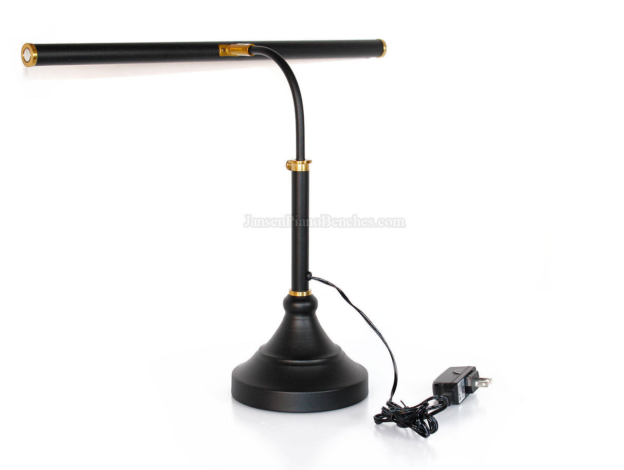 LED Piano Lamp Black with Brass Accents - 19.5" Shade