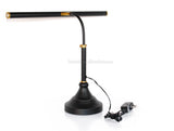 LED Piano Lamp Black with Brass Accents - 19.5" Shade