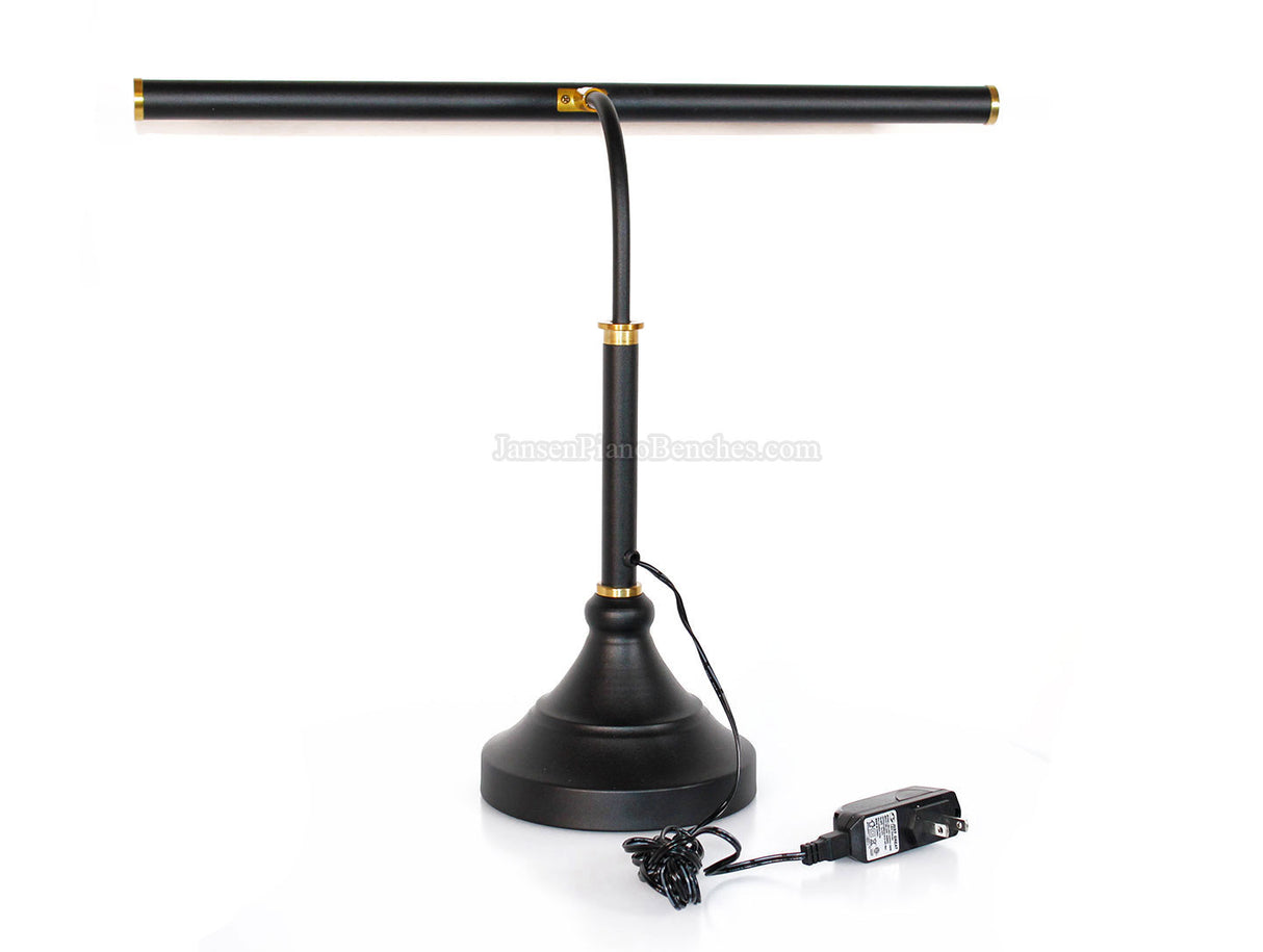 LED Piano Lamp Black with Brass Accents - 19.5" Shade