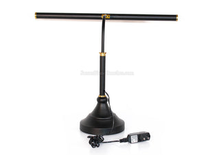 LED Piano Lamp Black with Brass Accents - 19.5" Shade