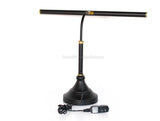 LED Piano Lamp Black with Brass Accents - 19.5" Shade