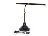 LED Piano Lamp Black with Brass Accents - 19.5" Shade