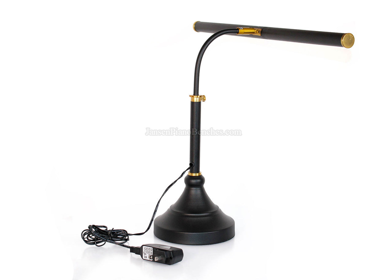 LED Piano Lamp Black with Brass Accents - 19.5" Shade