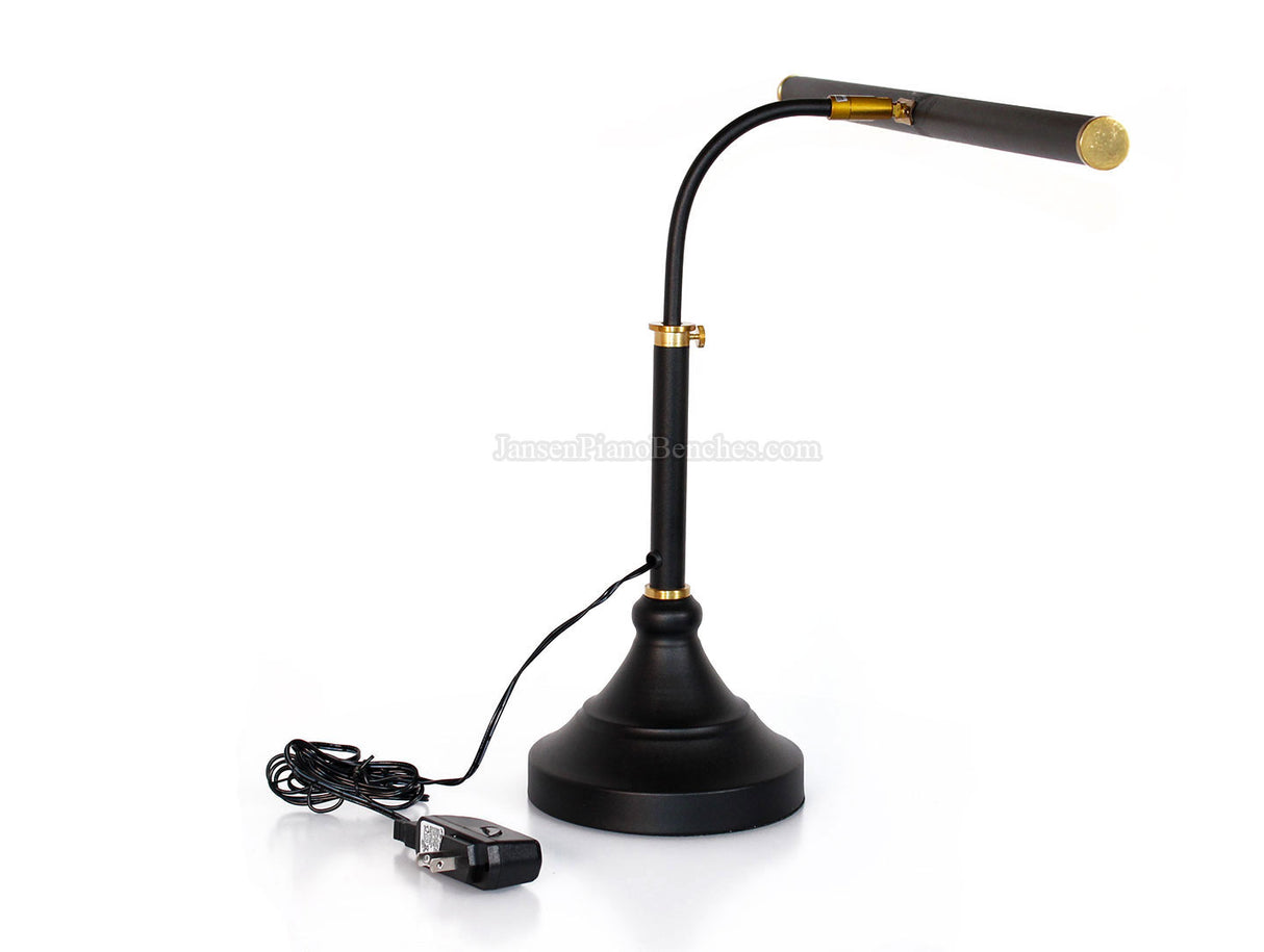 LED Piano Lamp Black with Brass Accents - 19.5" Shade