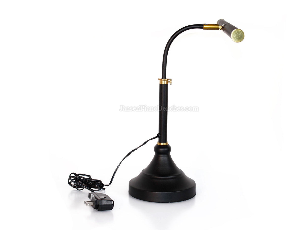 LED Piano Lamp Black with Brass Accents - 19.5" Shade