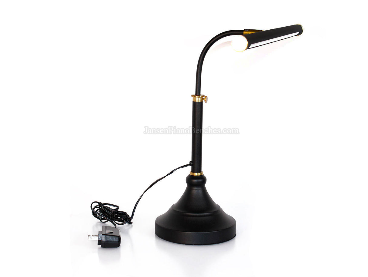 LED Piano Lamp Black with Brass Accents - 19.5" Shade