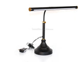 LED Piano Lamp Black with Brass Accents - 19.5" Shade