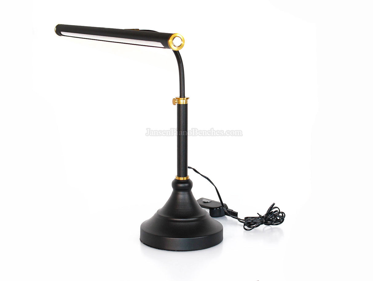 LED Piano Lamp Black with Brass Accents - 19.5" Shade