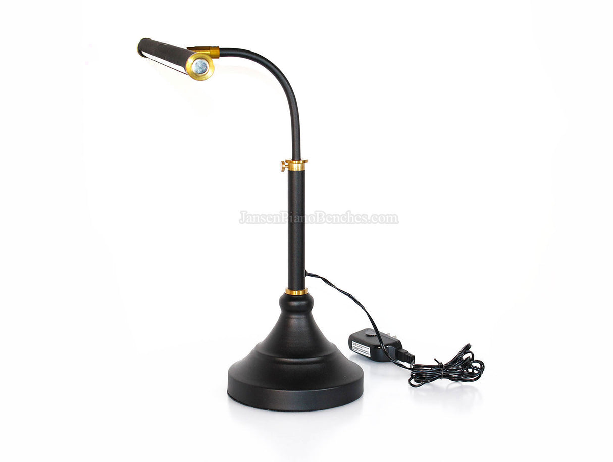 LED Piano Lamp Black with Brass Accents - 19.5" Shade