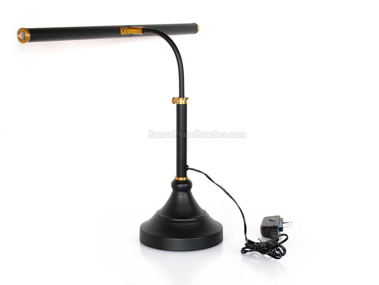 LED Piano Lamp Black with Brass Accents - 19.5" Shade
