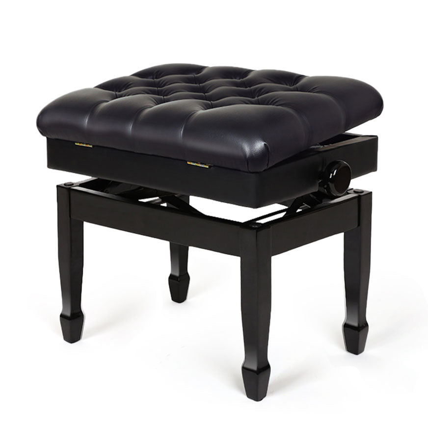 Black High Gloss Piano Bench Adjustable with Storage