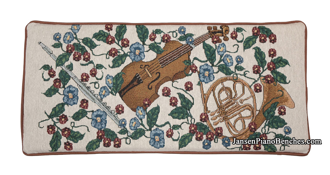 piano bench cushion violin horn design