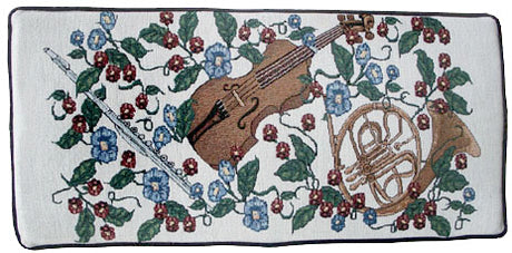 violin and horn piano bench cushion
