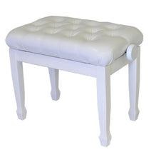 Load image into Gallery viewer, white adjustable piano bench high polish pillow top