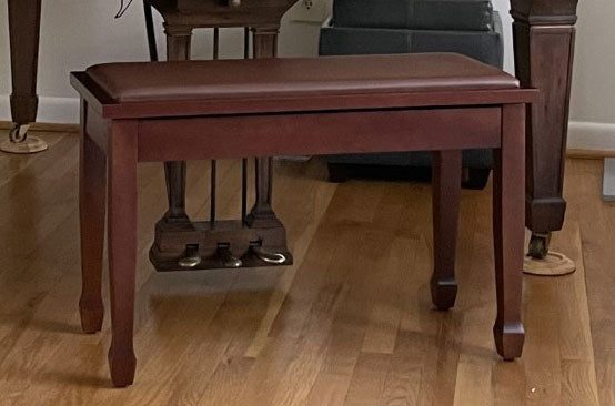 Yamaha Upholstered Piano Bench Satin Walnut with Spade Legs