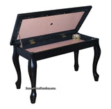 piano bench with music storage satin black