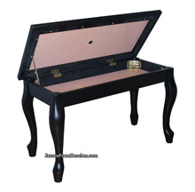 Load image into Gallery viewer, piano bench with music storage satin black